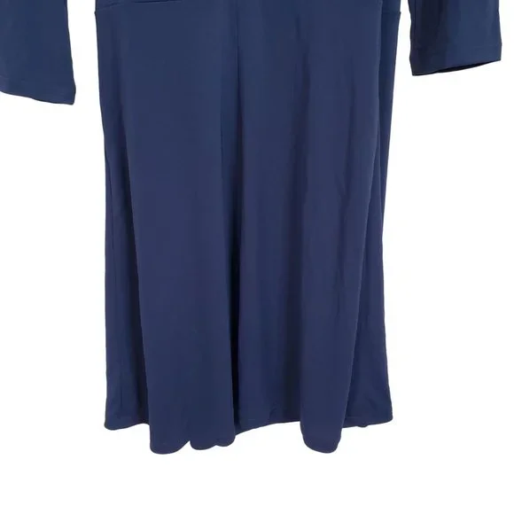 Isaac Mizrahi Target Sz M Dress Wrap Midi Flowy Knit Ribbon Tie Long Sleeve Blue - Picture 6 of 12